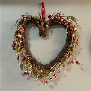 Heart-Shaped Wreath with Red and Pink Accents